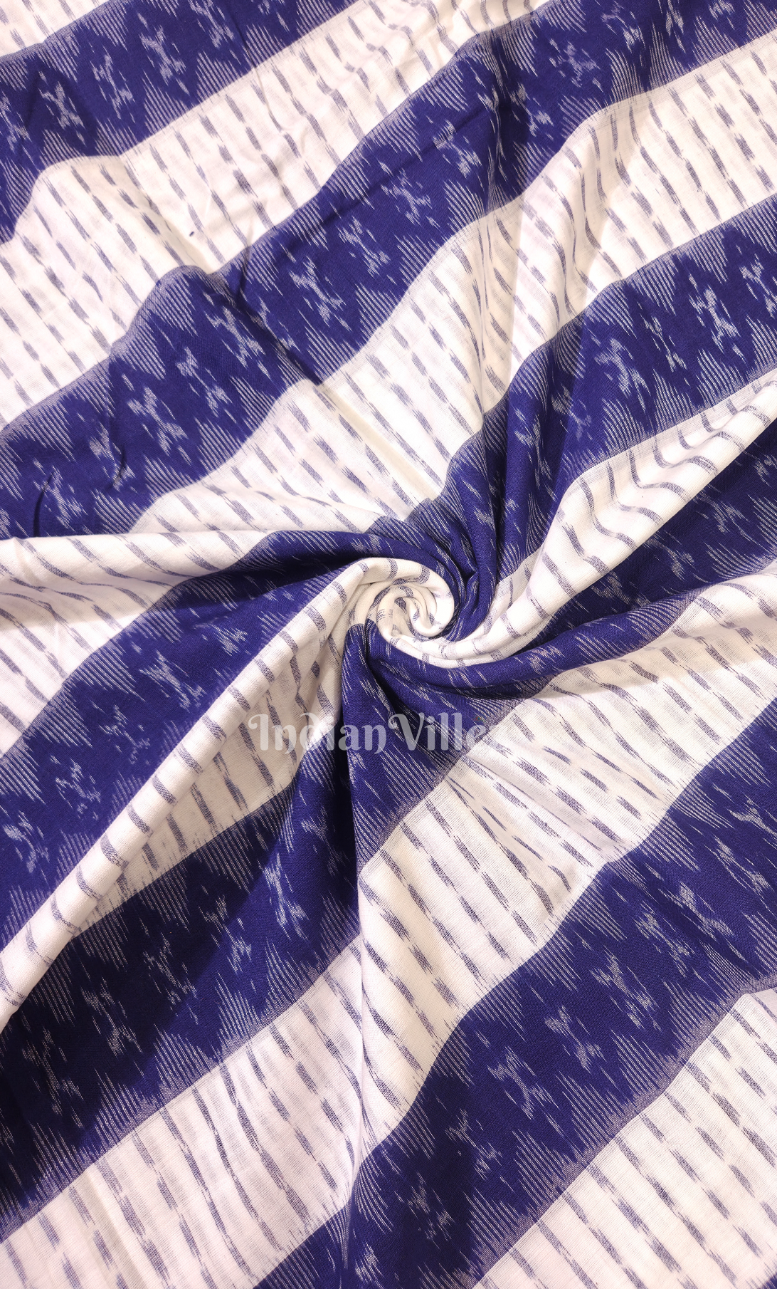 White Blue Tribal Theme Odisha Ikat Sambalpuri Ikat Cotton Fabric 