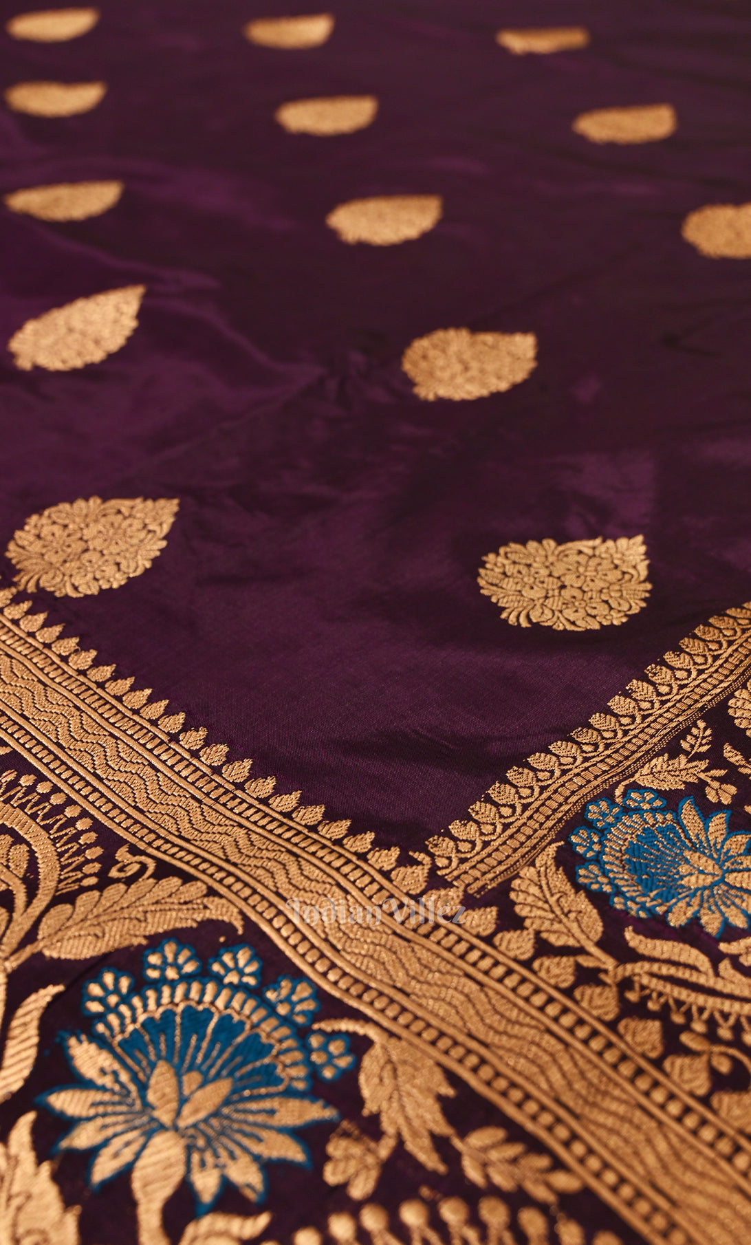Mulberry Purple Pure Katan Silk Banarasi Saree