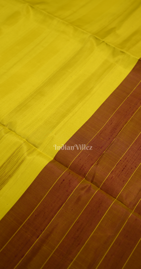 Mustard Yellow Maroon Gopalpur Tussar Silk Saree