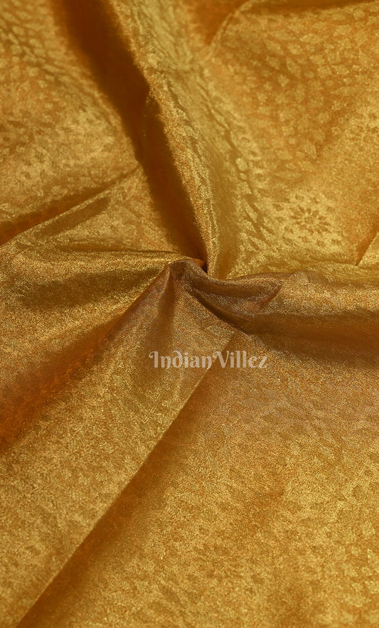 Golden Yellow Pure Brocade Kanjivaram Silk Saree