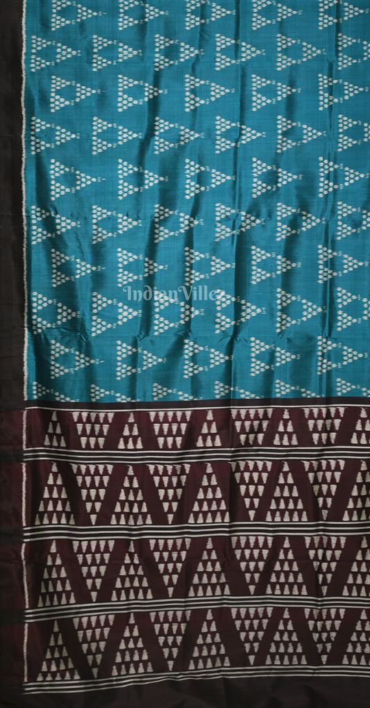 Peacock Blue Jhoti Odisha Ikat Contemporary Designer Silk Saree