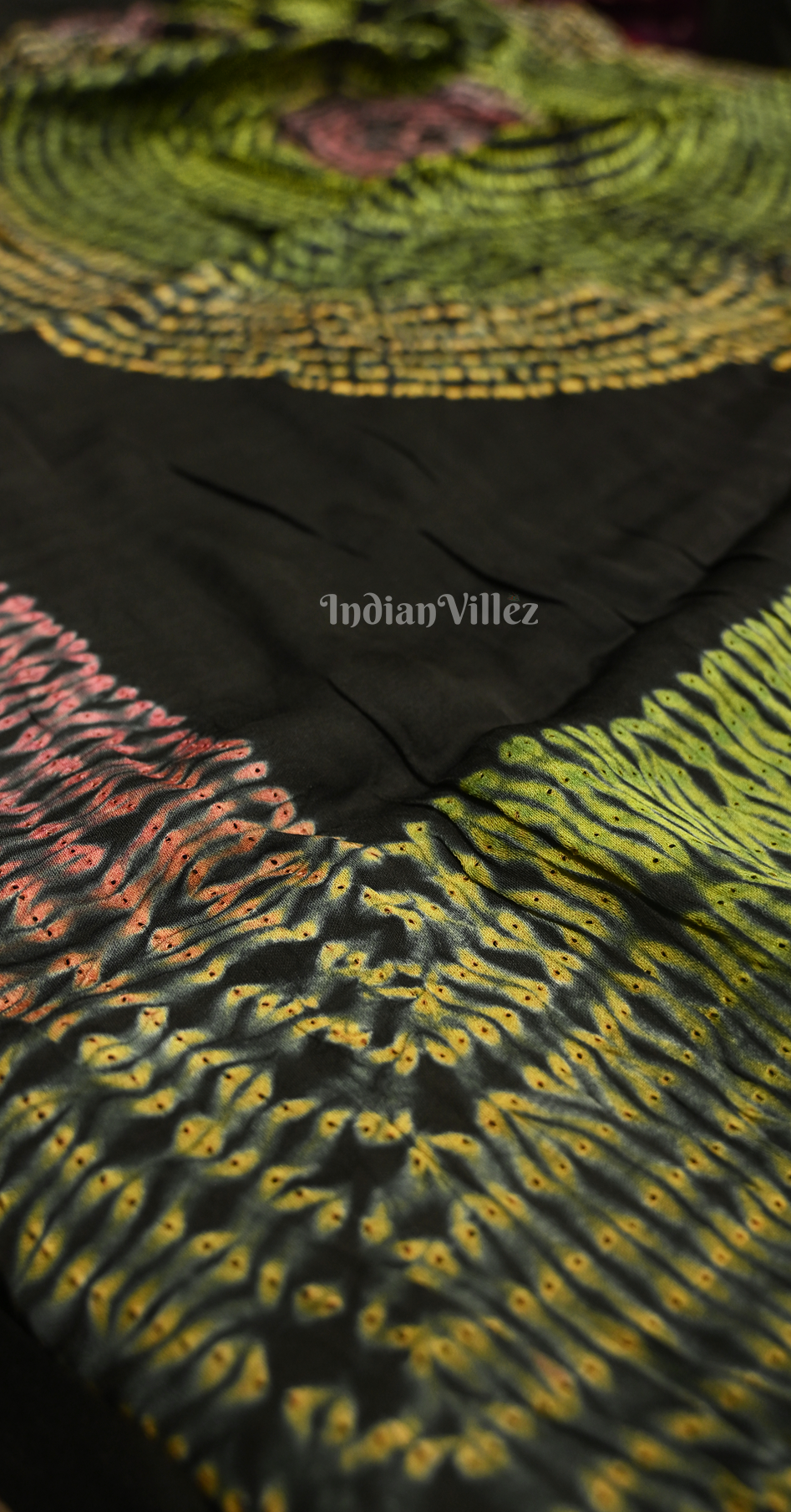 Black with Multi Color Bandhej Gharchola Gaji Silk Saree with Zari Work 