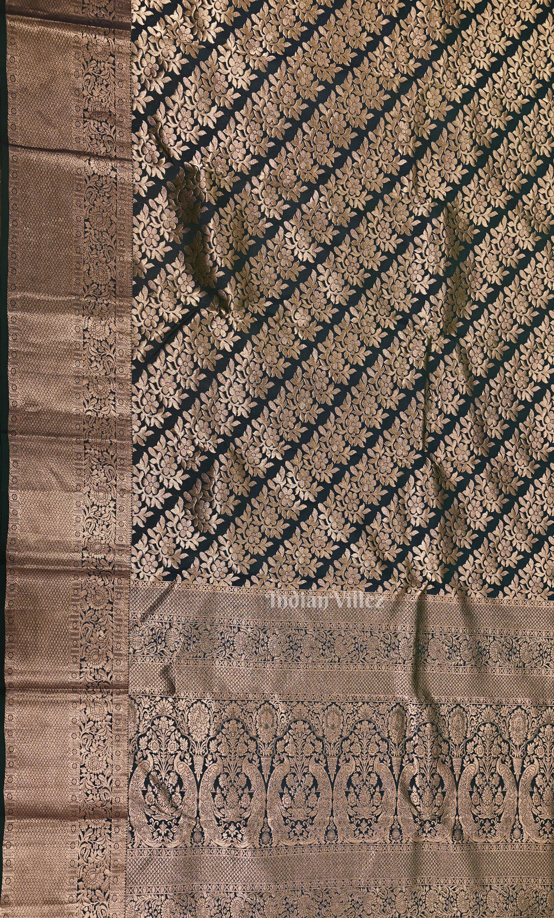 Bottle Green Pure Brocade Kanjivaram Silk Saree