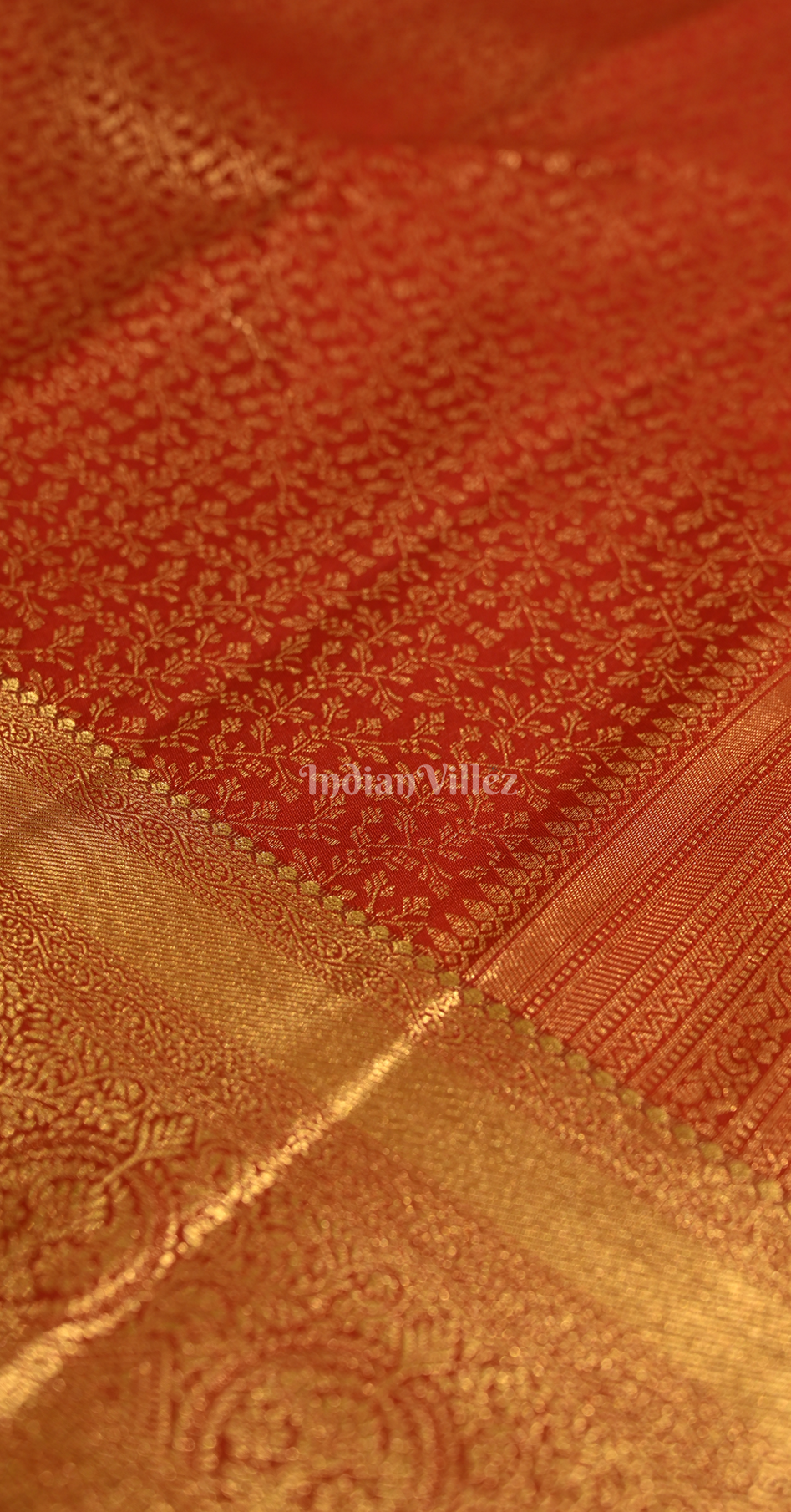Red Golden Pure Brocade Kanjivaram Silk Saree 