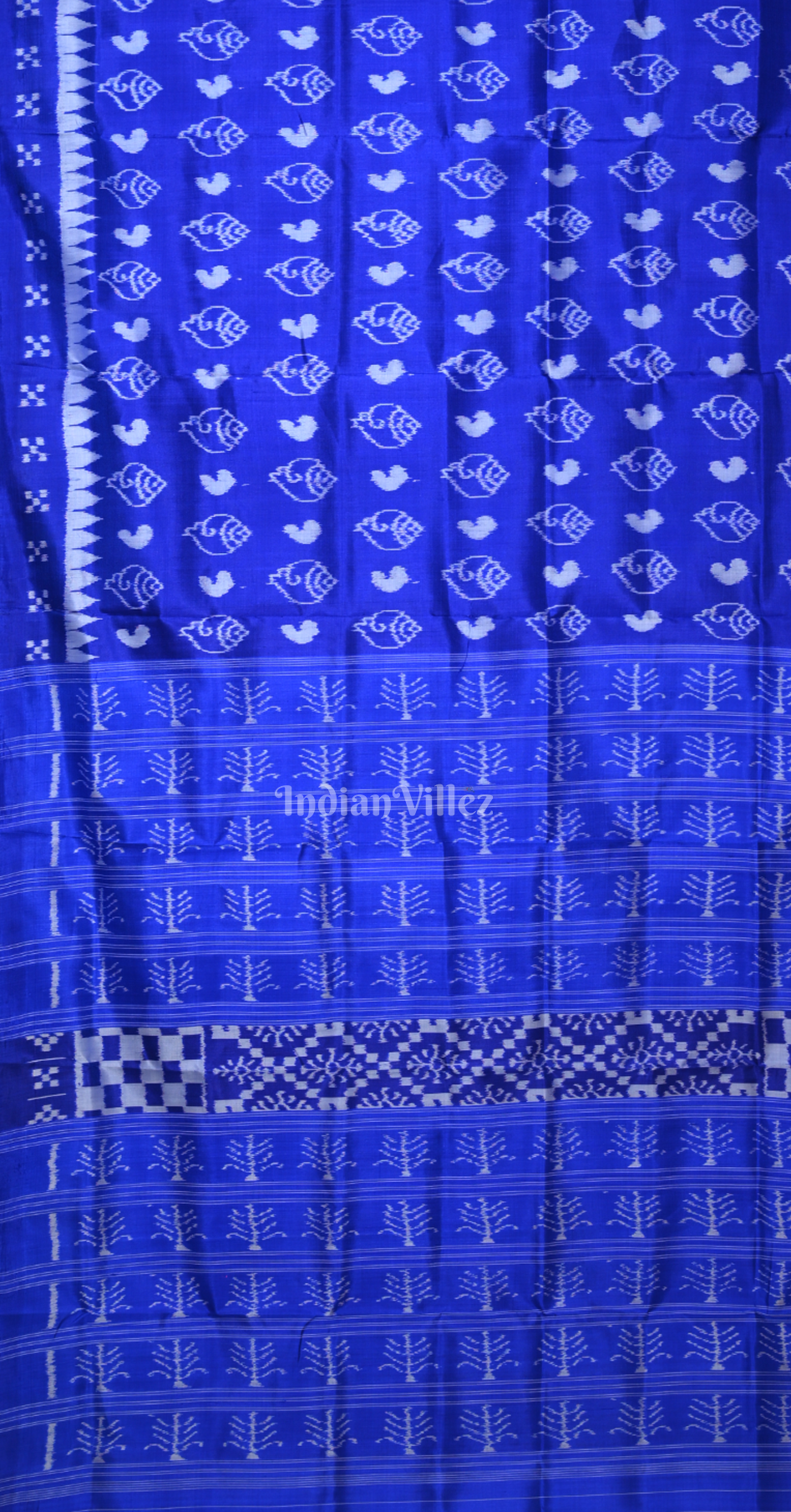 Royal Blue Sankha Motif Ikat Contemporary Designer Saree 