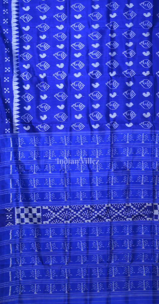 Royal Blue Sankha Motif Ikat Contemporary Designer Saree 