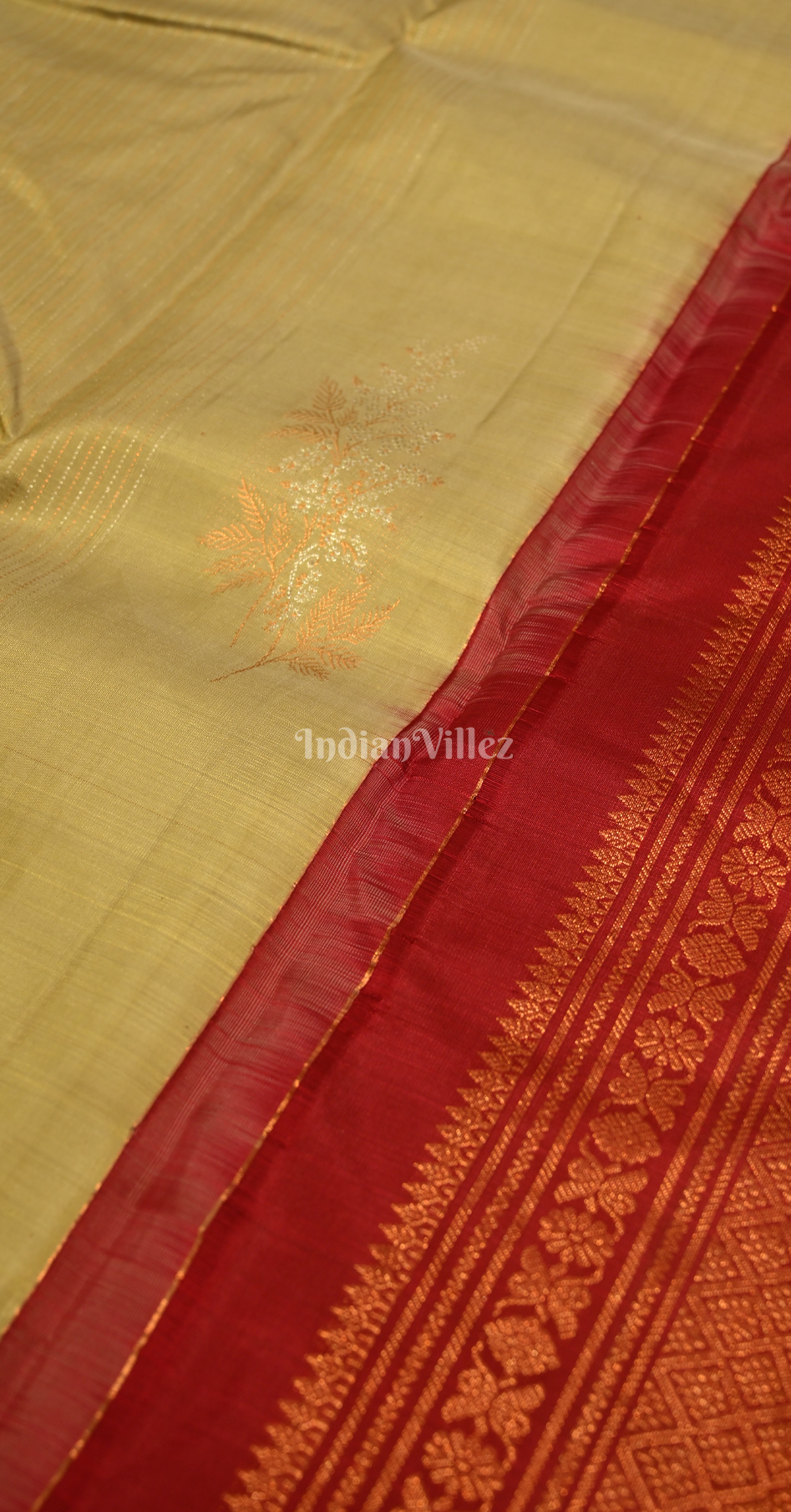 Lime Green Maroon Pure Brocade Kanjivaram Silk Saree