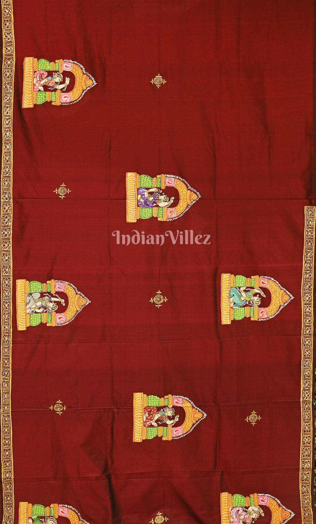 Maroon Elephant & Shringar Ras Pattachitra Saree 
