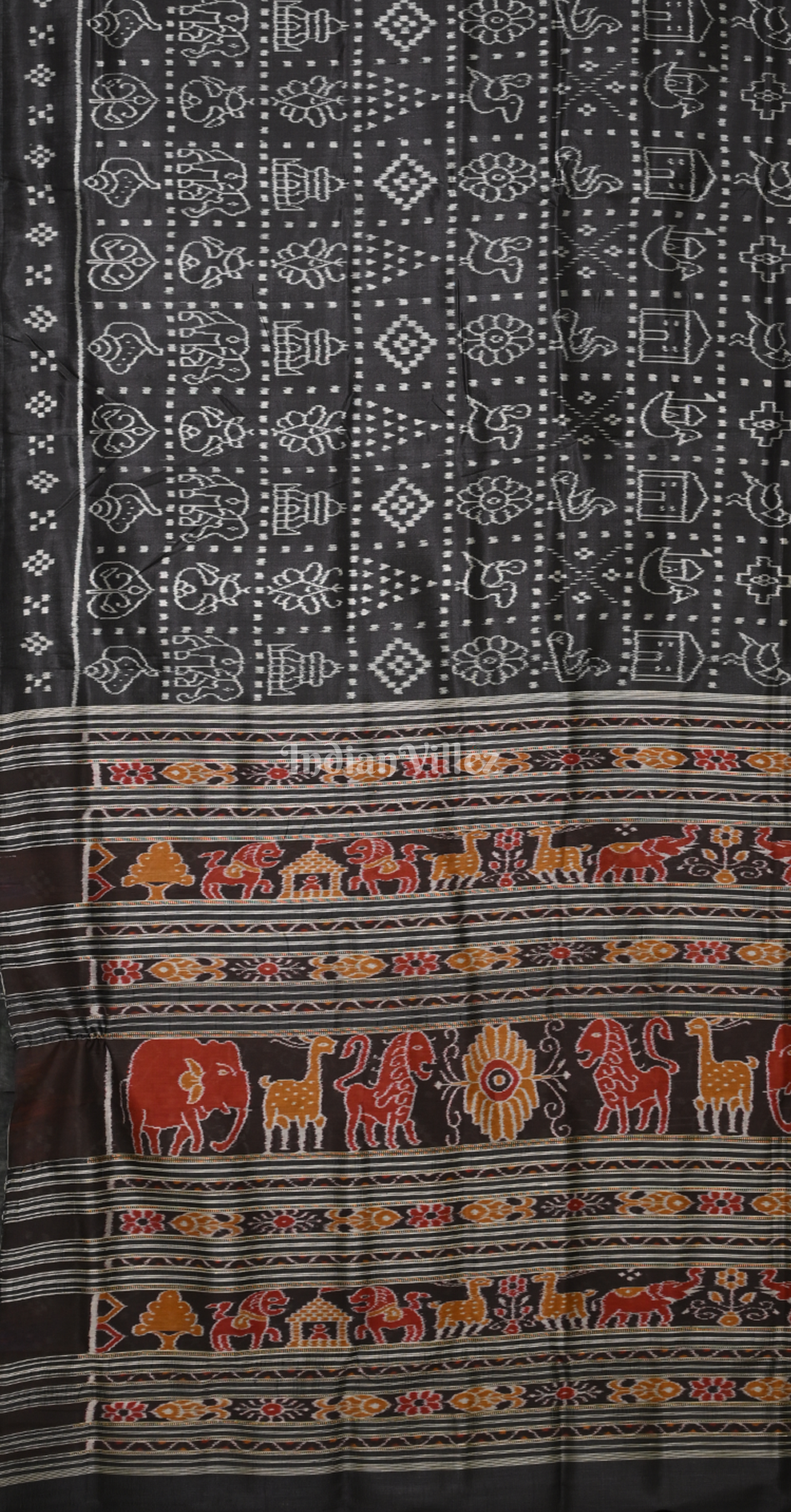 Black Nabarangi Nabakothi Odisha Ikat Contemporary Designer Silk Saree 
