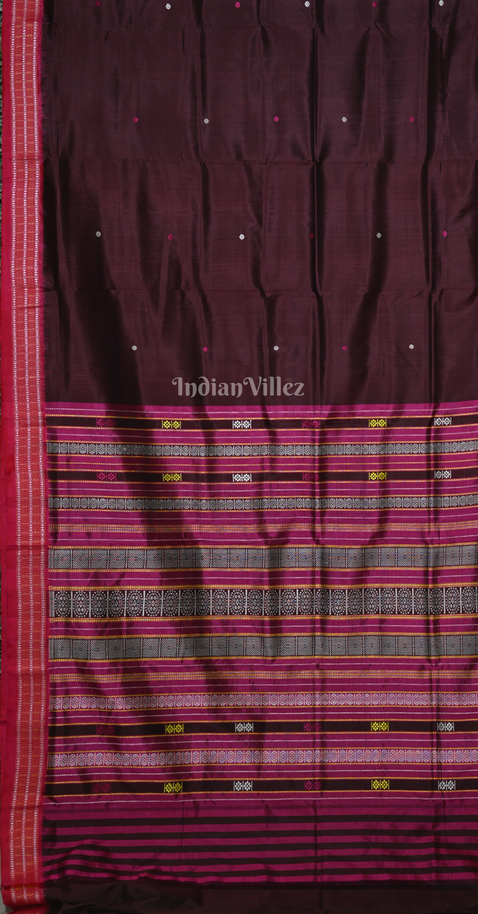 Maroon Pink Siminoi Odisha Ikat Khandua Silk Saree 
