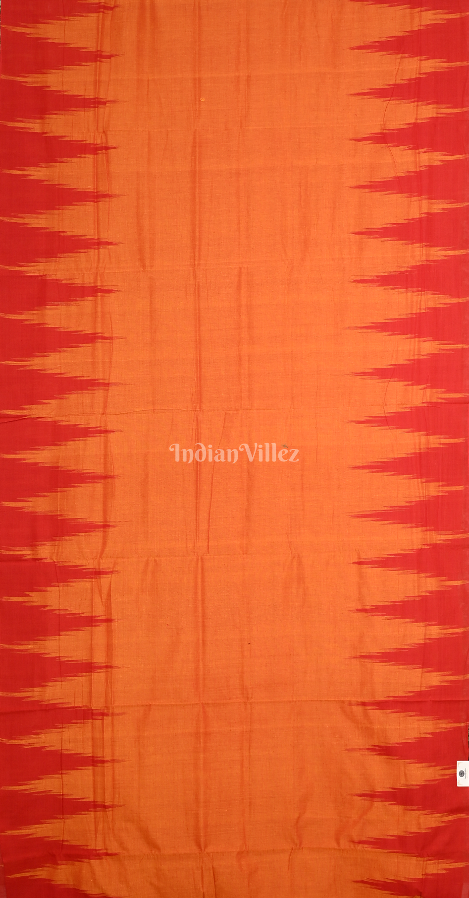 Orange Red Kargil Kumbha Maniabandha Cotton Saree