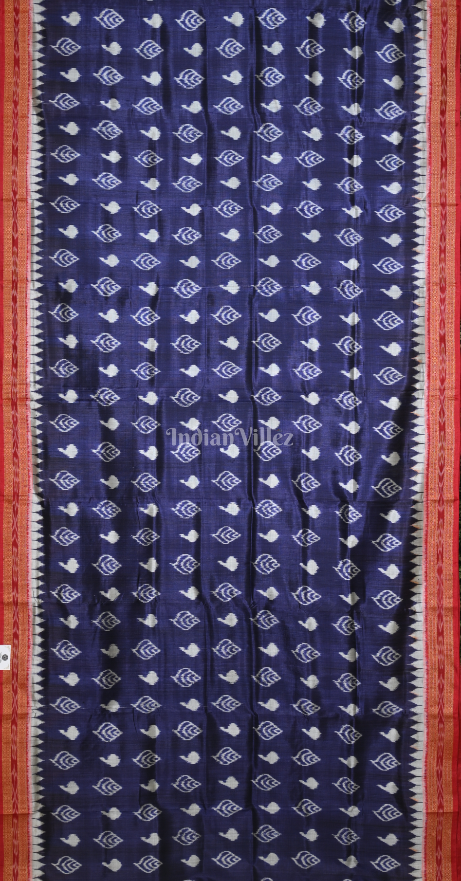 Navy Blue Maroon Sankha Motif Odisha Ikat Khandua Silk Saree
