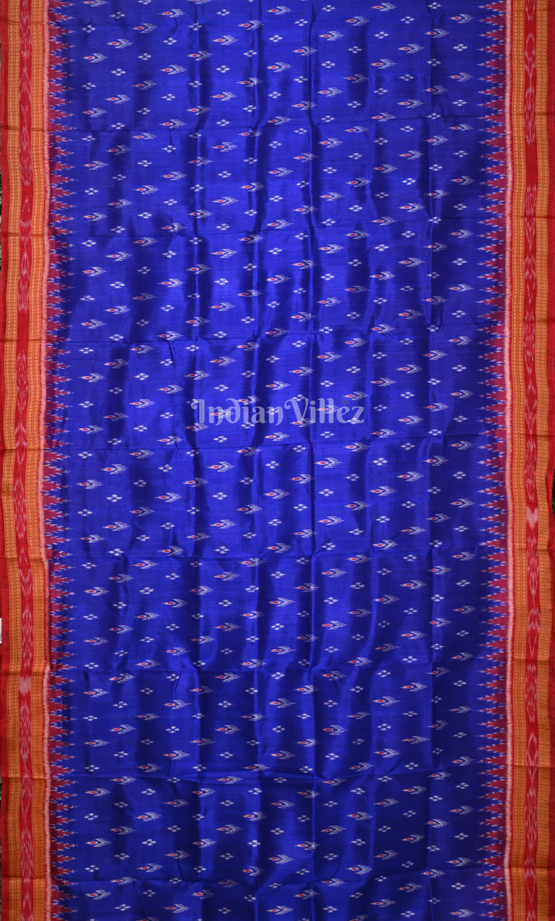 Blue Red Mayur Chandrika Odisha Ikat Khandua Silk Saree