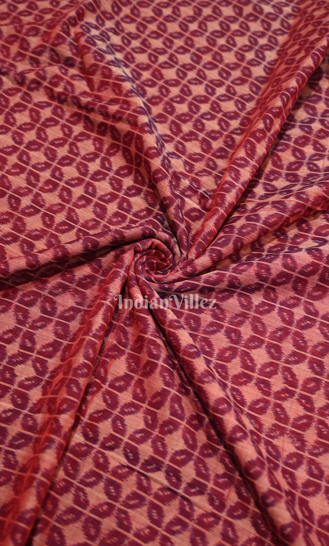 Maroon Odisha Ikat  Sambalpuri Cotton Fabric 