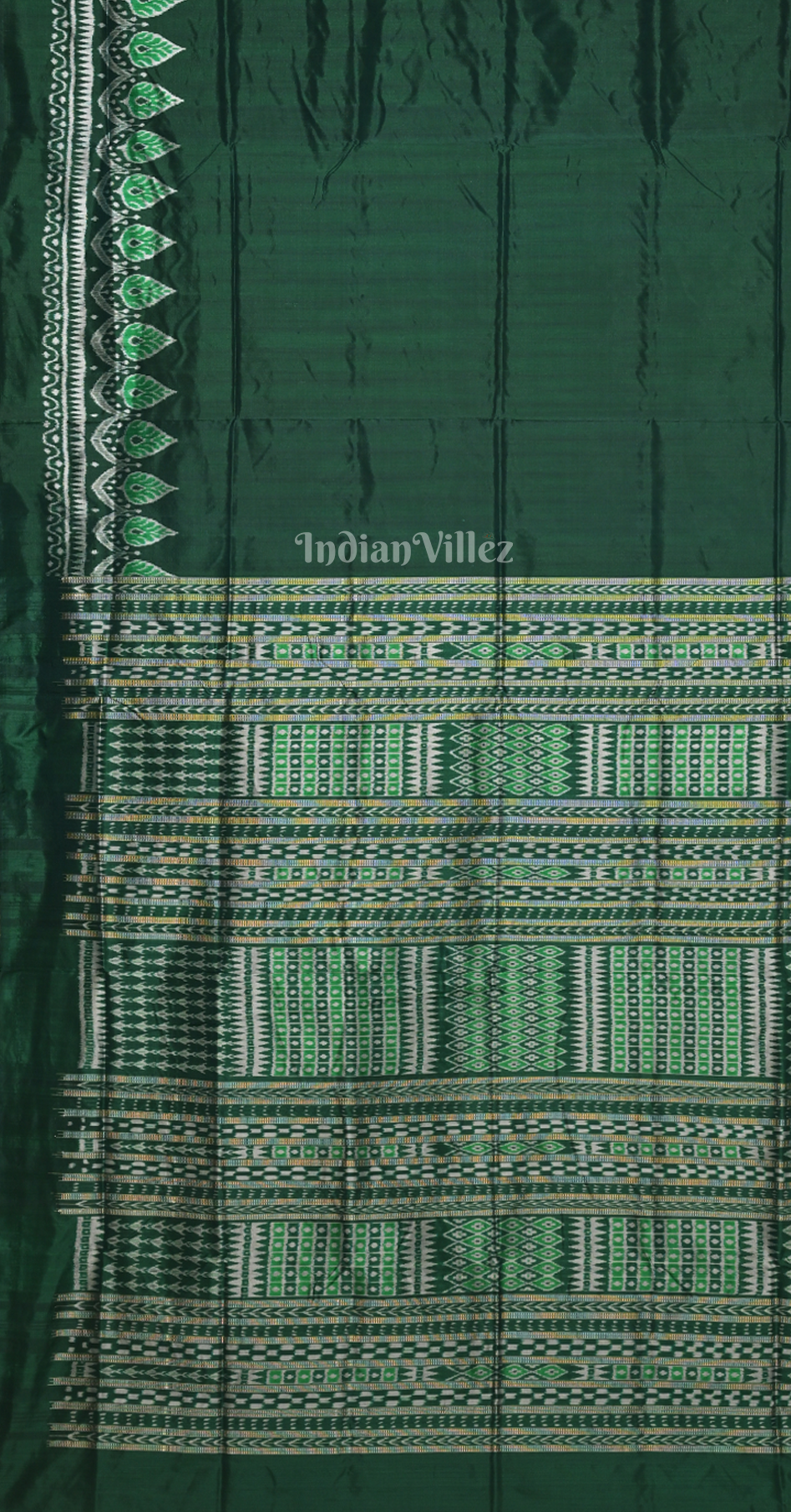 Green Lotus Scot Odisha Ikat Contemporary Designer Silk Saree 