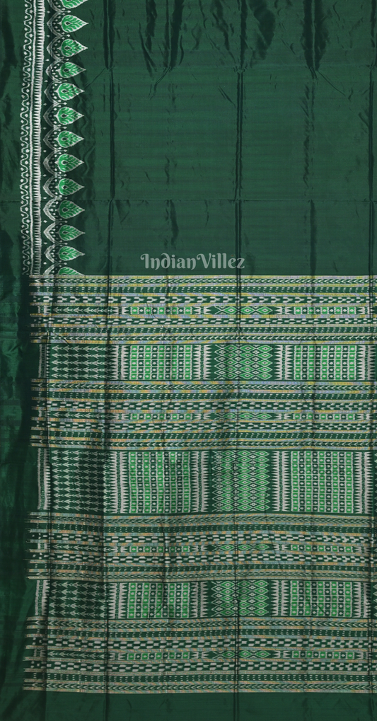 Green Lotus Scot Odisha Ikat Contemporary Designer Silk Saree 