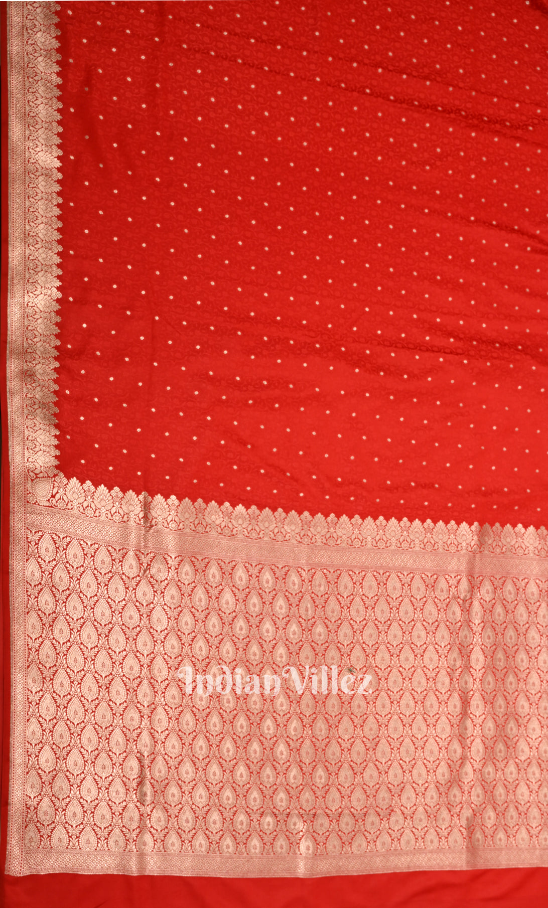 Deep Red Pure Mashru Satin Silk Banarasi Saree