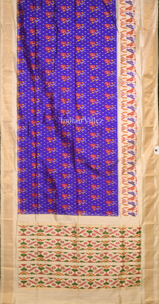 Blue Beige Pochampally Ikat Silk Saree