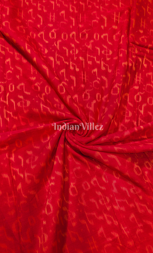 Red Musical Instrument Odisha Ikat sambalpuri Cotton Fabric 