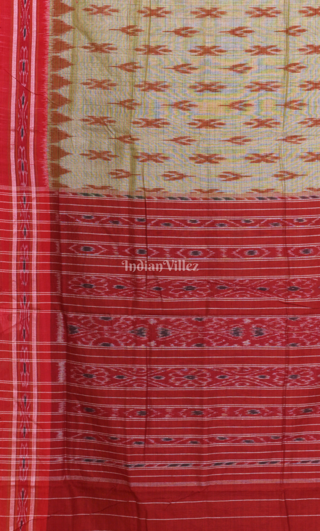 Brown Beige  Mayur Chandrika Odisha Ikat Maniabandha Cotton Saree 