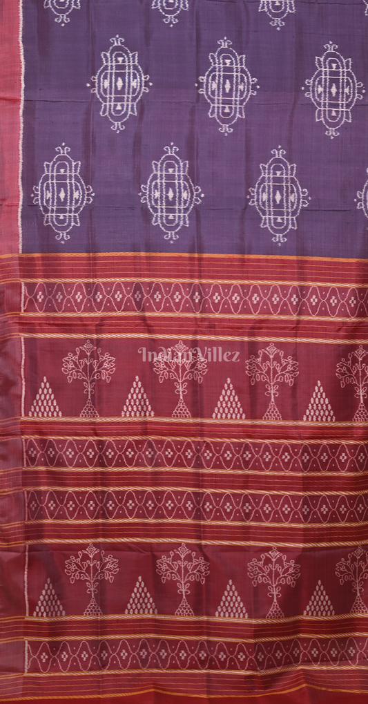 Lavendar Red Contemporary Designer Silk Saree with Jhoti Anchal