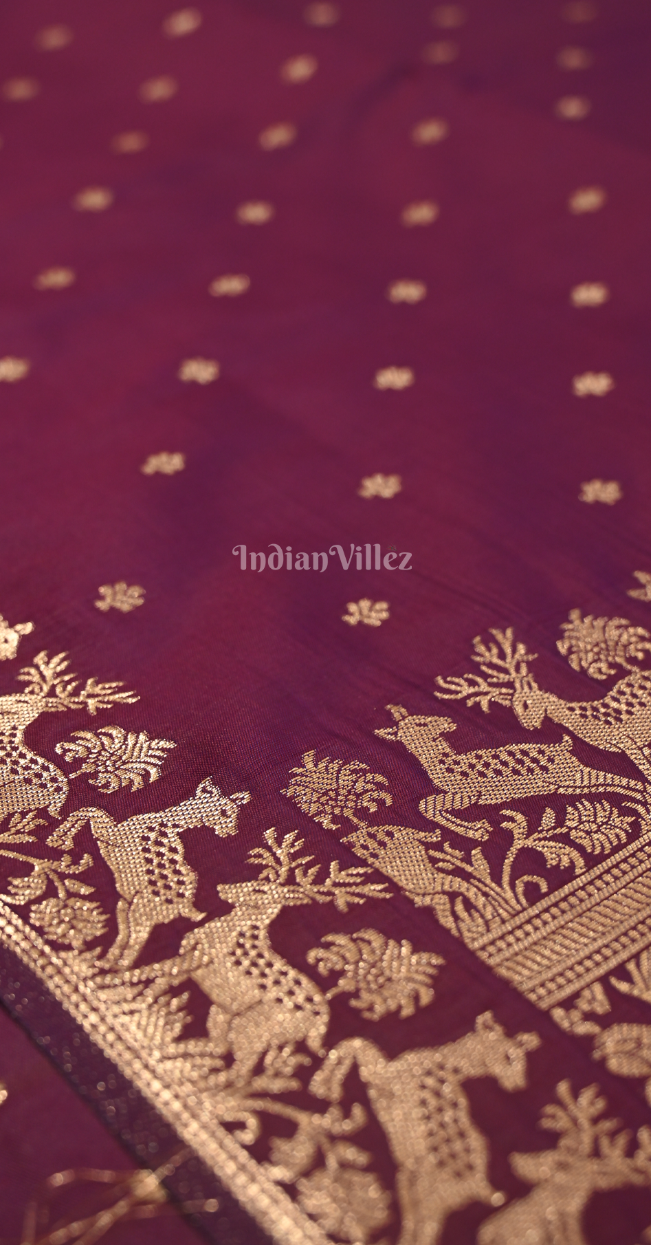 Purple Wine  Butta Butti Design Pure Mashru Satin Silk Banarasi Saree