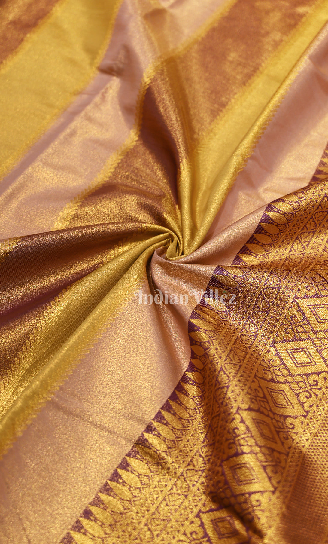 Premium Golden Brocade Pure Kanjivaram Tissue Silk Saree 