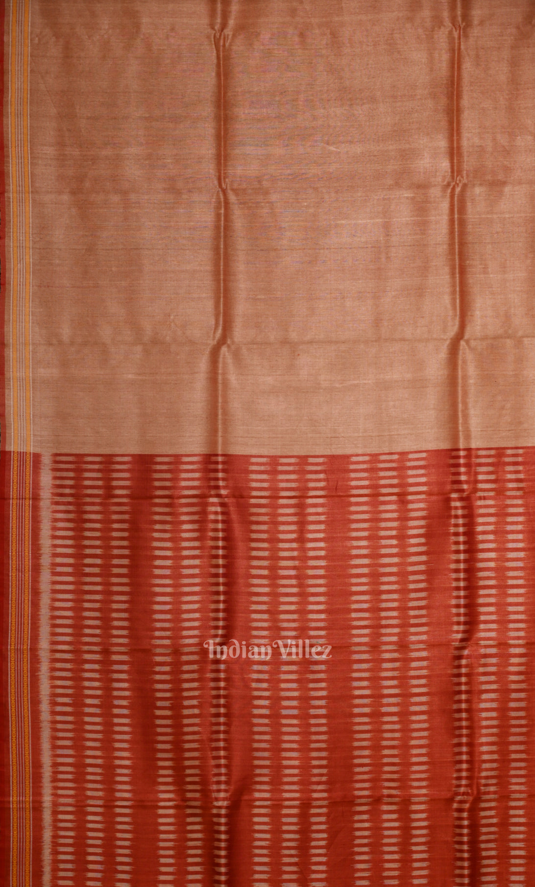 Rust Maroon Gopalpur Tussar Silk Saree with Blue Border & Anchal 