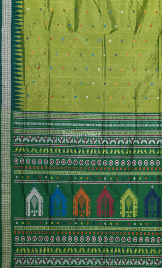 Mehendi Green Dolabedi Odisha Ikat Bomkai Sambalpuri Silk Saree