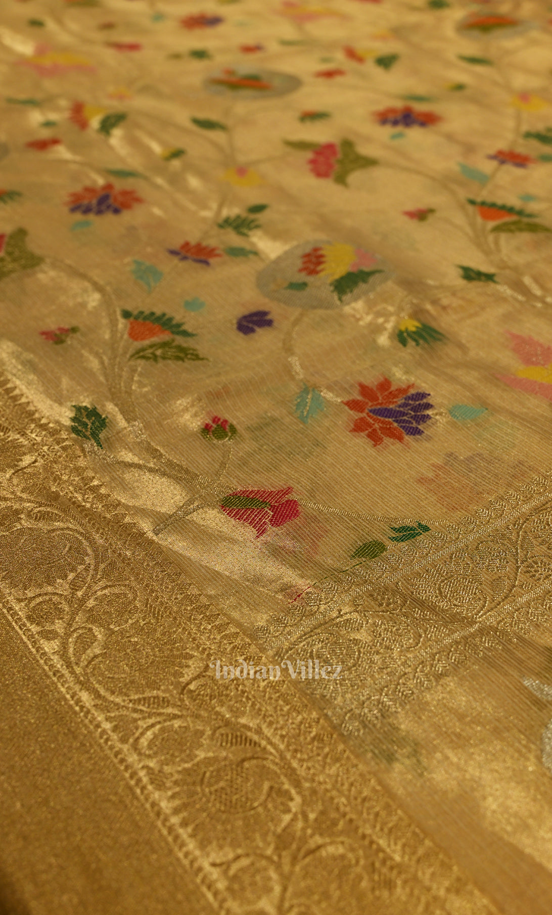 Honey Gold Pure Katan Silk Banarasi Saree 