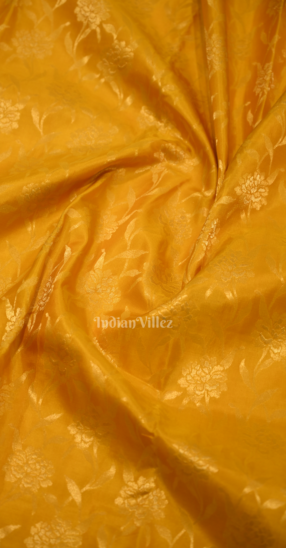 Yellow Golden Floral Motif Brocade Pure Kanjivaram Silk Saree