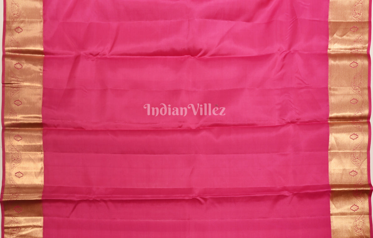 Exclusive Raspberry Pink with Golden Brocade Pure Kanjivaram Silk Saree