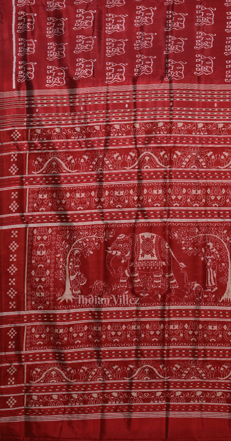 Maroon Elephant Motif Contemporary Designer Silk Saree