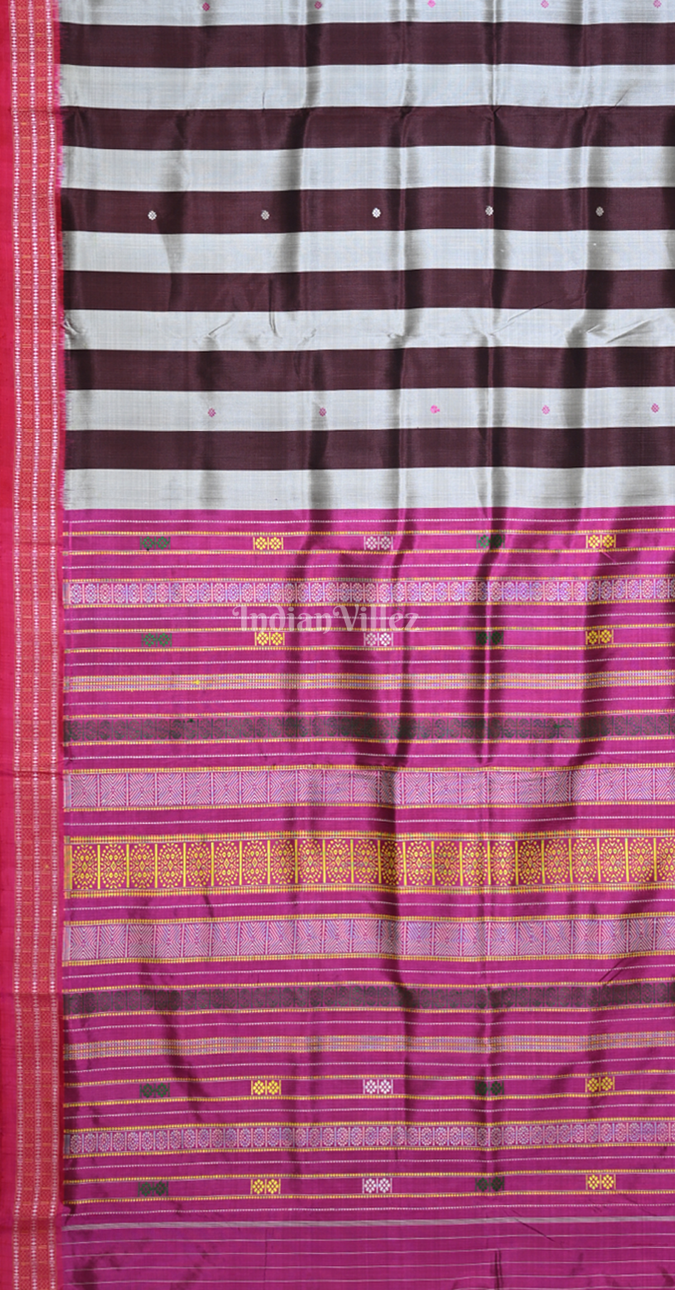 Grey Coffee Siminoi Odisha Ikat Khandua Silk Saree