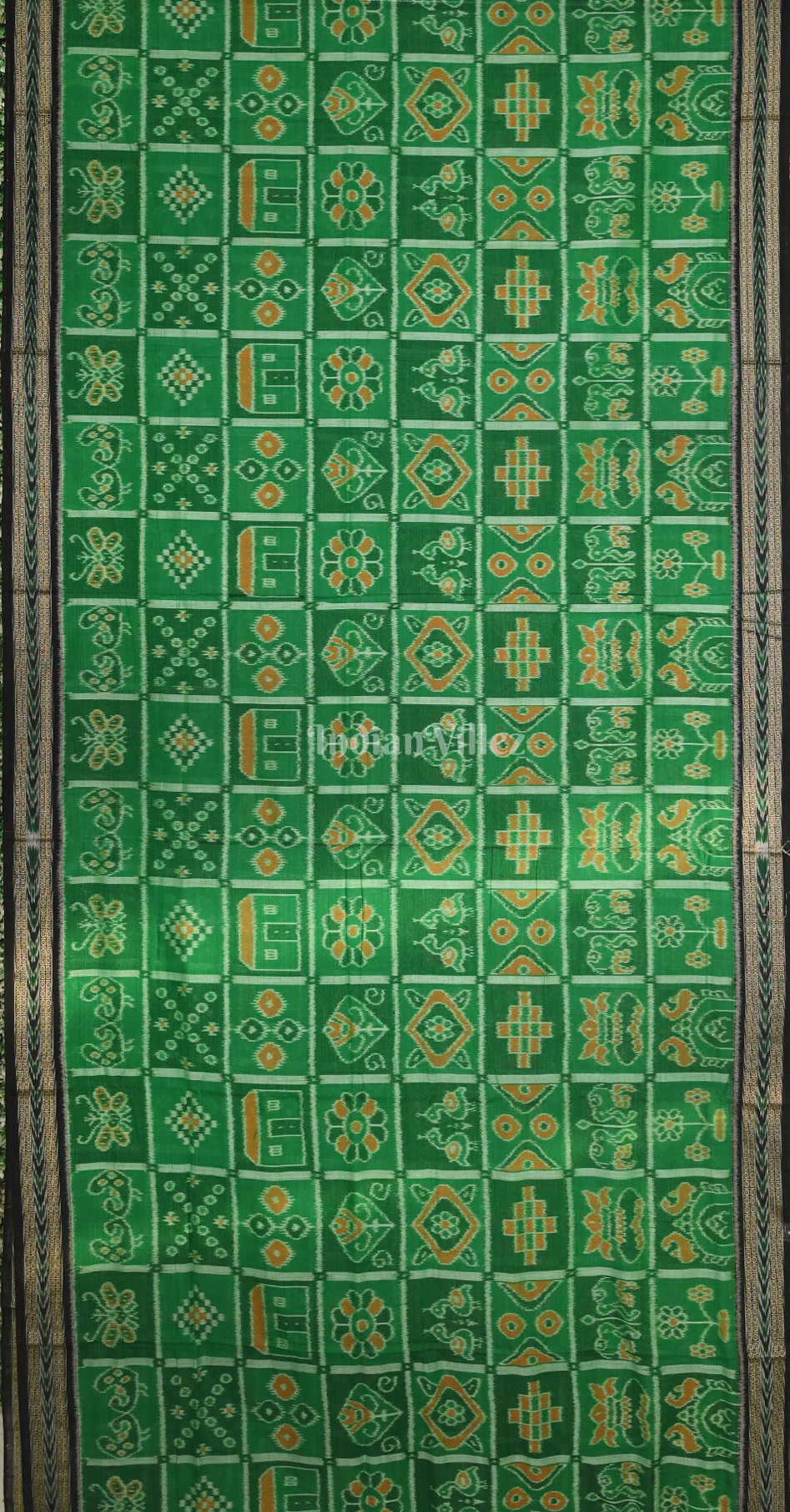 Green Black Nabakothi Odisha Ikat Sambalpuri Pure Cotton Saree