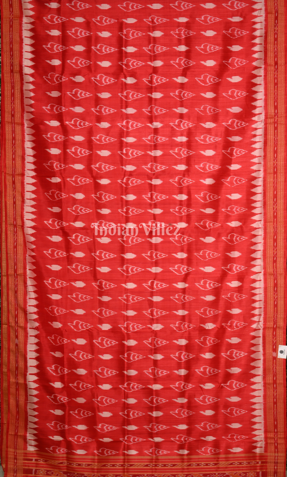 Red Sankha Design Odisha Ikat Khandua Silk Saree
