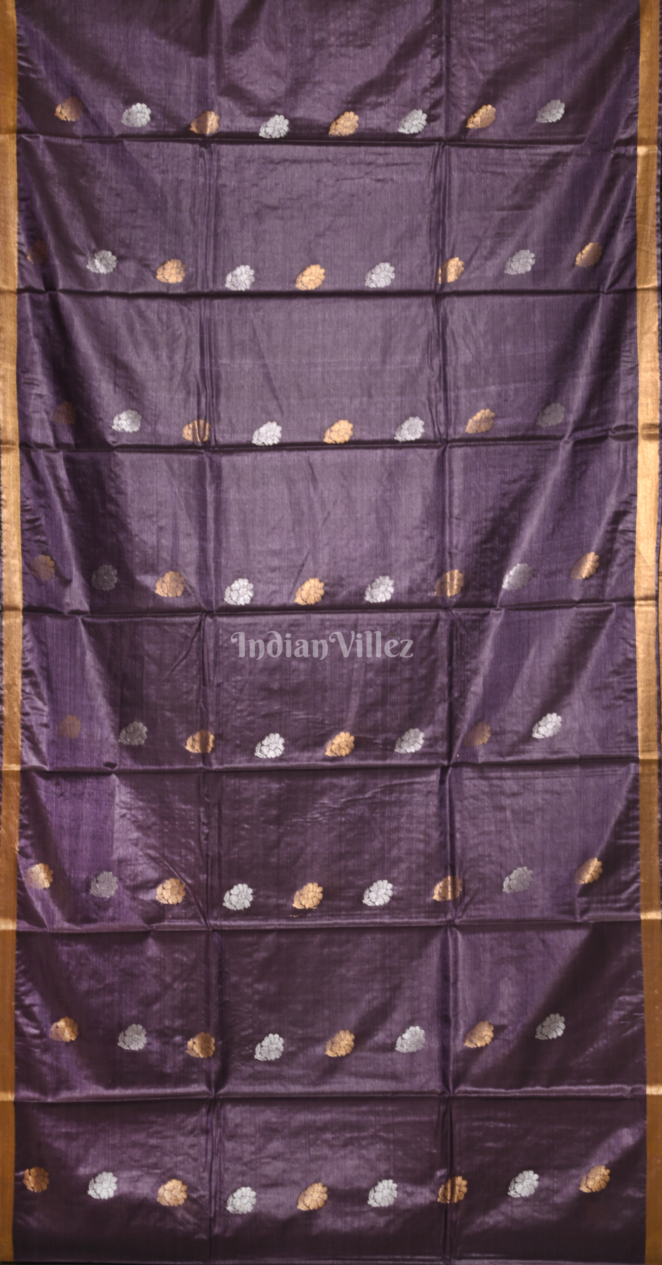 Purple Golden Pure Kanjivaram Soft Silk Saree
