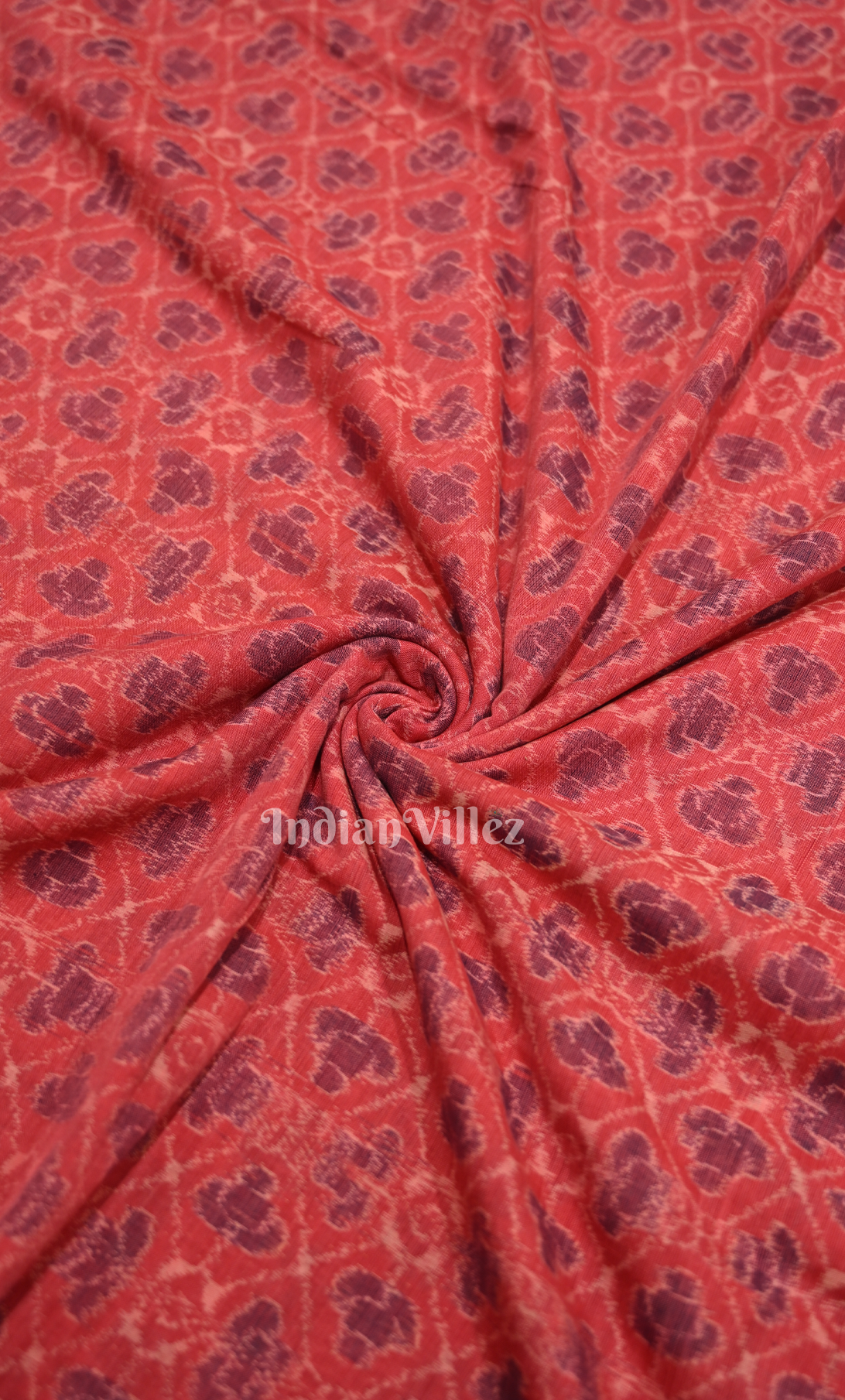 Red Floral Motif Odisha Ikat  Sambalpuri Cotton Fabric 