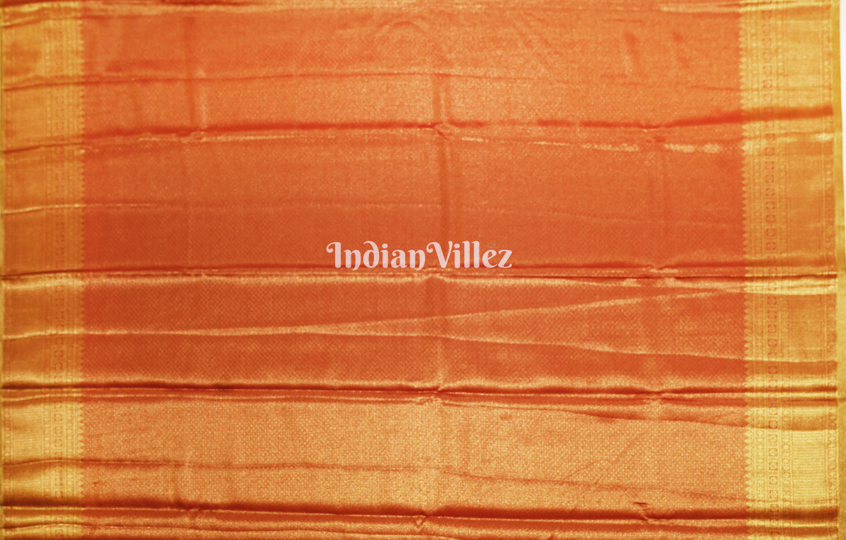Exclusive Rust Orange Pure Kanjivaram Tissue Silk Saree 