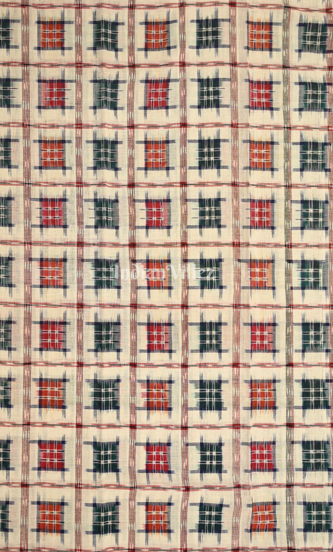 Off White Red Aswini Odisha Ikat Sambalpuri Dress Set & Dupatta 