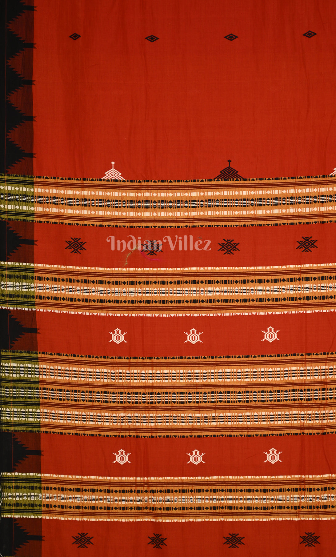 Red Black Odisha Handloom Natural Dye Kotpad Tussar Saree