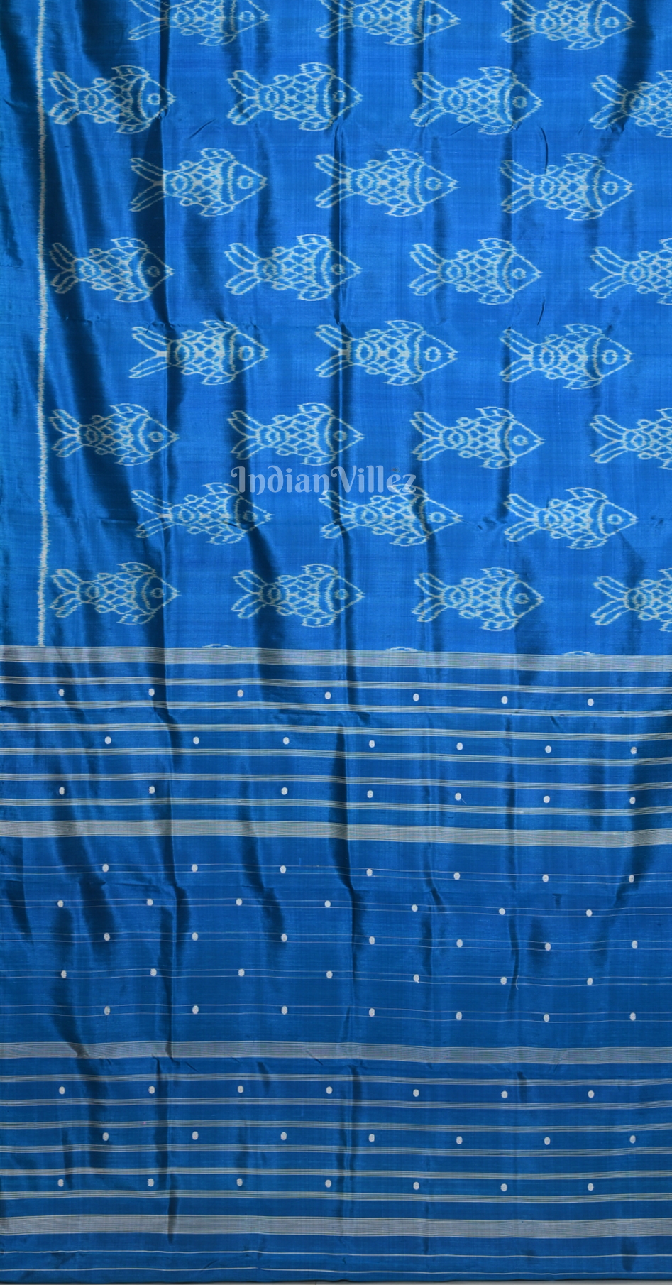 Sky Blue Fish Motif Odisha Ikat Contemporary Designer Saree