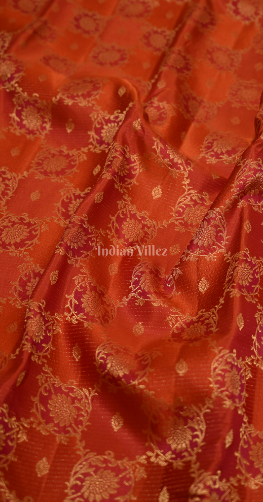 Exclusive Red  Pink Dual Tone Brocade Pure Kanjivaram Silk Saree 