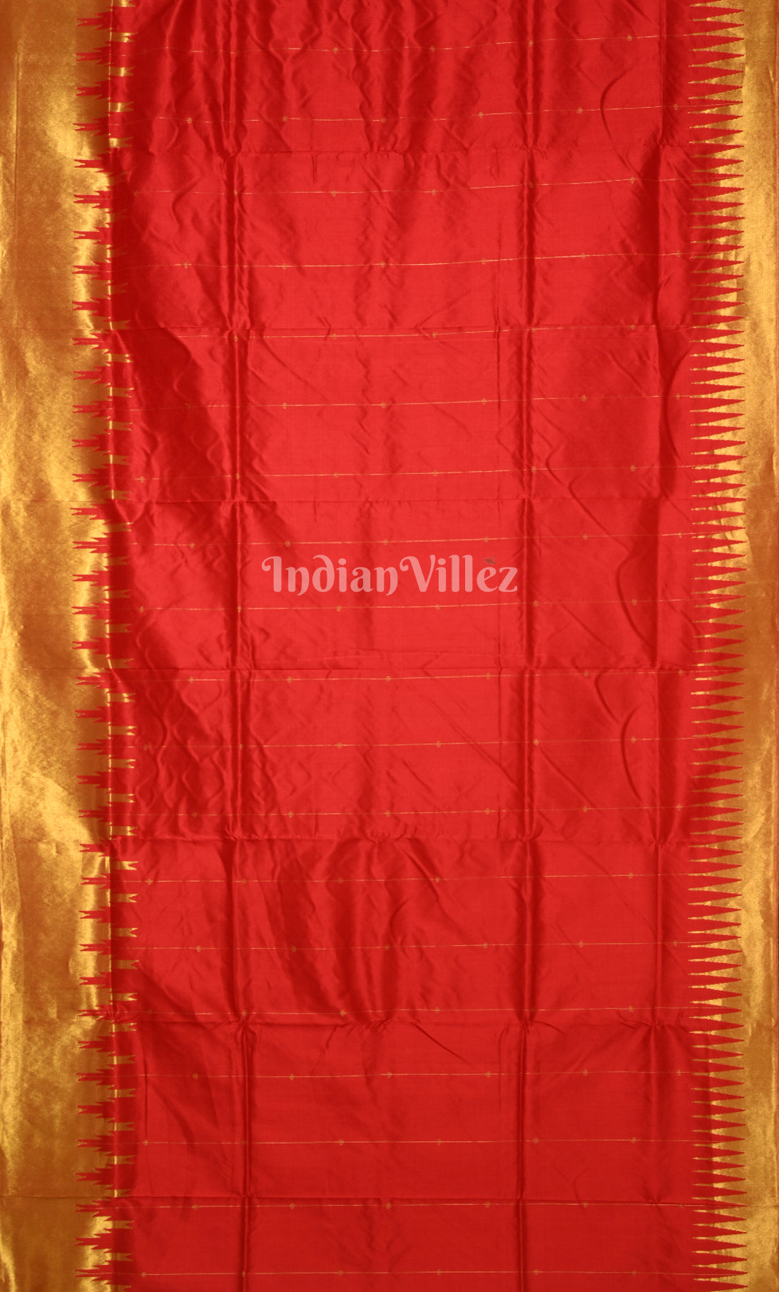 Red with Golden Phoda Kumbha Sambalpuri Silk Saree with Zari (Tissue) 
