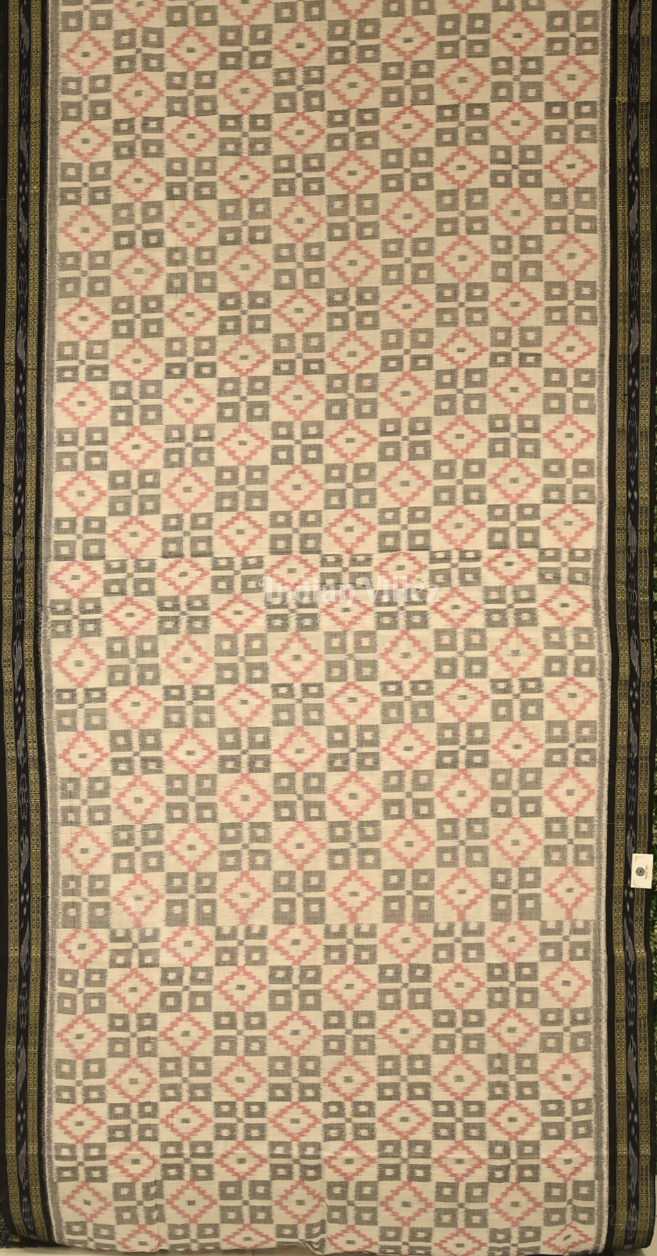 Off white Black pasapali Odisha Handloom Sambalpuri Ikat Cotton Saree