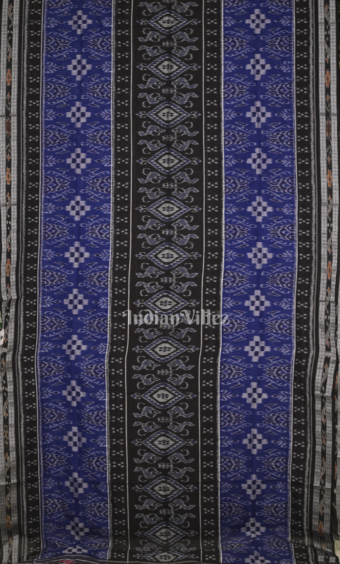 Blue Pasapali Odisha Ikat Sambalpuri Cotton Saree 