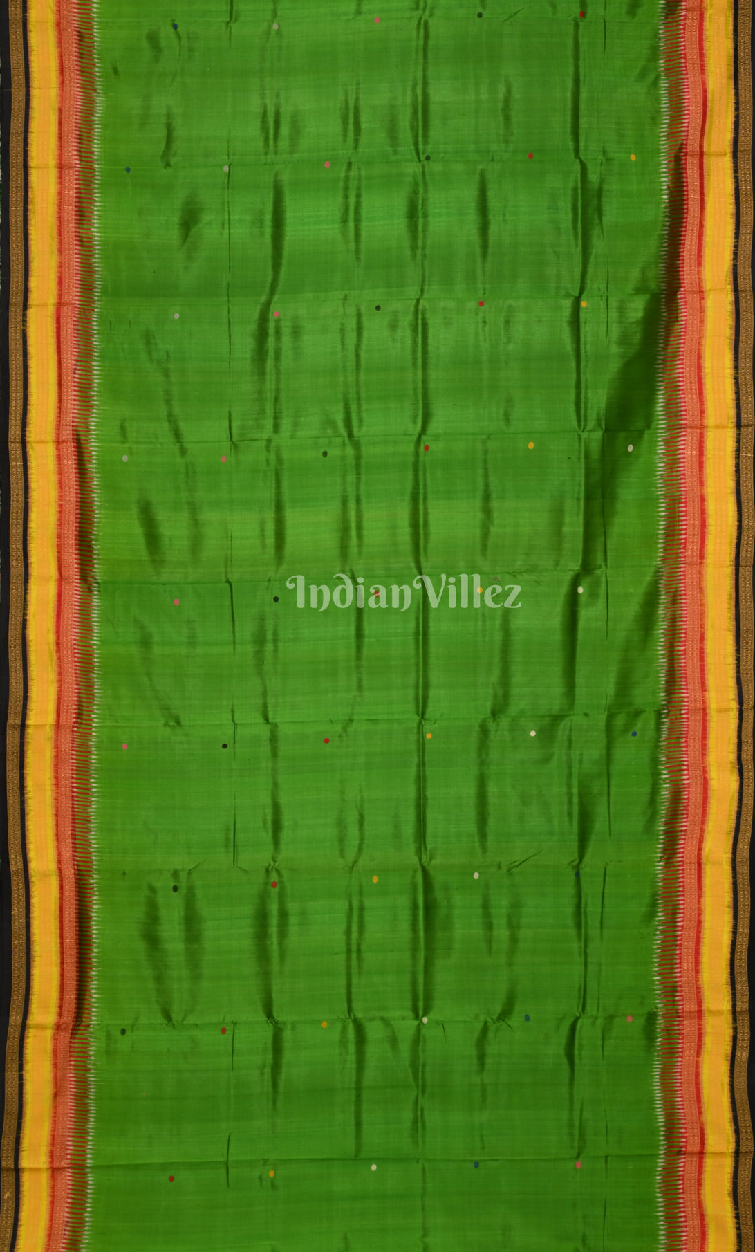 Green Kathiphera Khandua Silk Saree with Odissi Dancer Pallu 