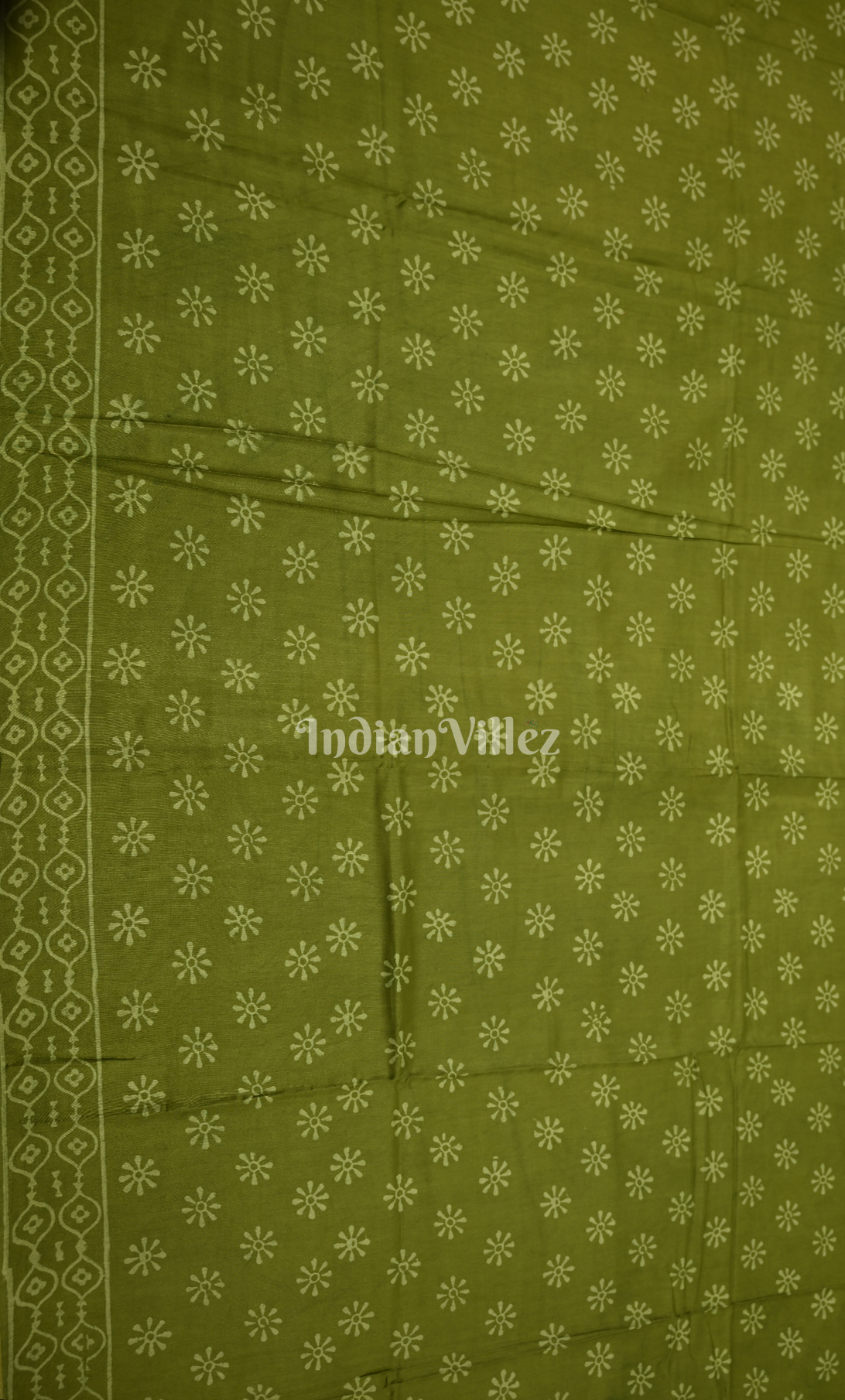 Mehendi Green Block Printed Cotton Suit Sets