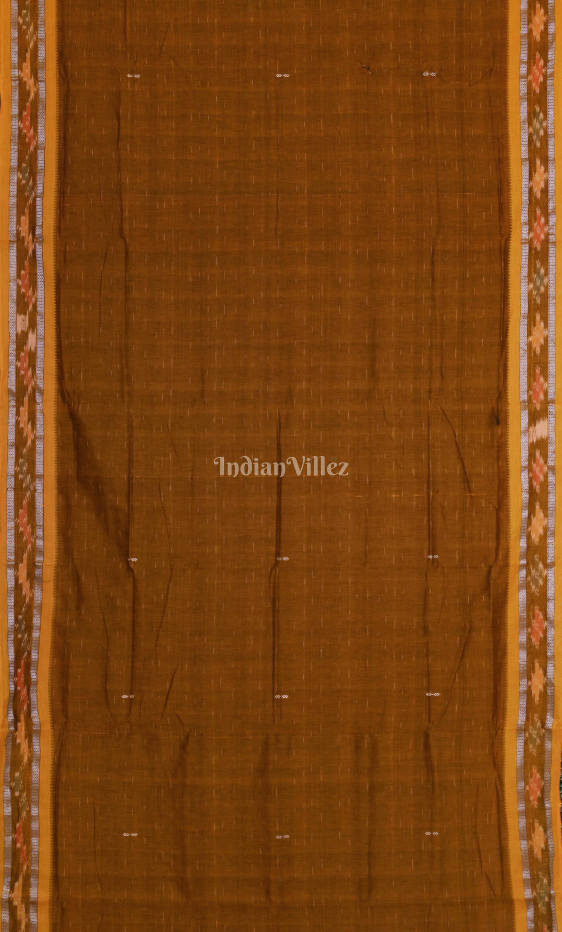  Brown Blue Odisha Ikat Maniabandha Cotton Saree 