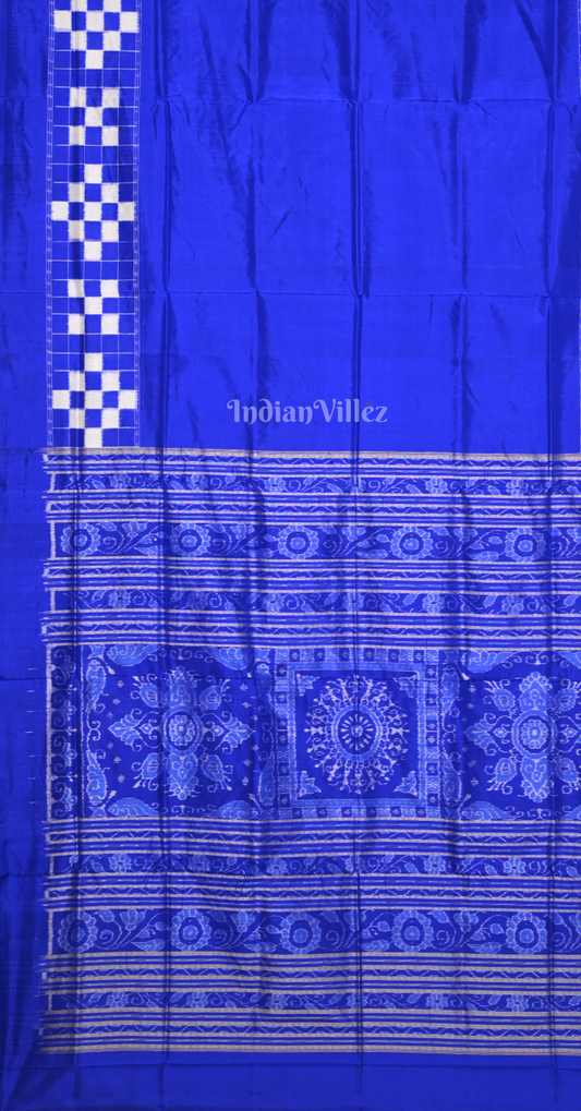 Royal Blue Pasapali Border Odisha Ikat Contemporary Designer Silk Saree